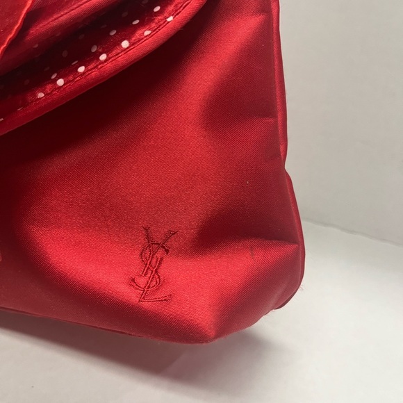 YSL YVES SAINT LAURENT RED SATIN CLUTCH/MAKE-UP BAG - Picture 5 of 8